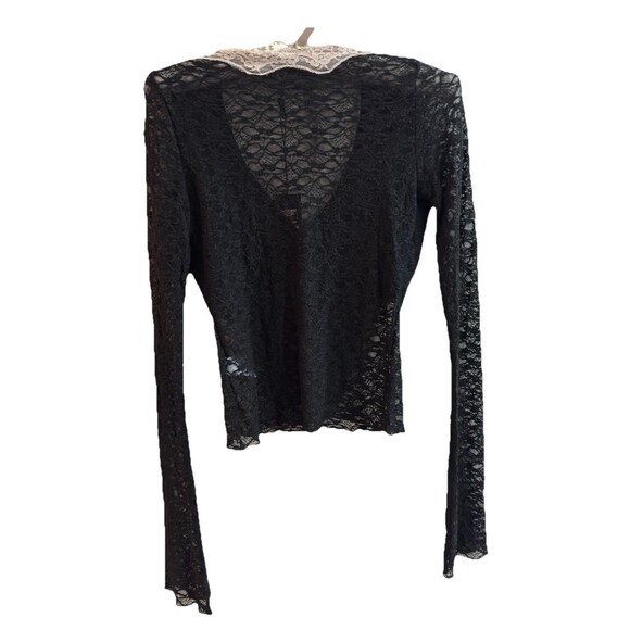 Motel Rocks Chantal Lace Top Women's Medium Black Pink Y2K Fairygoth Whimsical - Picture 10 of 10